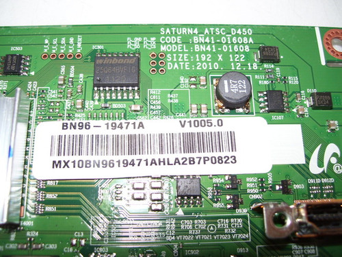 This Samsung BN96-19471A|BN41-01608A is used in PN51D450A2D. Part Number: BN96-19471A, Board Number: BN41-01608A. Type: Plasma, Main Board, 51"