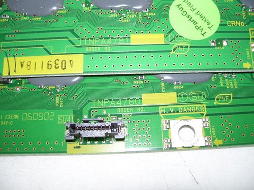 This Panasonic TNPA4780|TNPA4781 Buffer BD Set is used in TC-50PX14. Part Number: TNPA4780, TNPA4781. Type: Plasma, Buffer Board Set, 50"