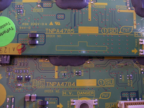 This Panasonic TNPA4784|TNPA4785 Buffer BD Set is used in TC-P42U1. Part Number: TNPA4784, TNPA4785. Type: Plasma, Buffer Board Set, 42"