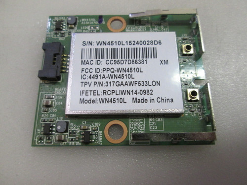 This Vizio 317GAAWF533LON|WN4510L|323K017001Y0 Wifi Module is used in M75-C1. Part Number: 317GAAWF533LON, Board Number: WN4510L, 323K017001Y0. Type: LED/LCD, Wifi Module, 75"