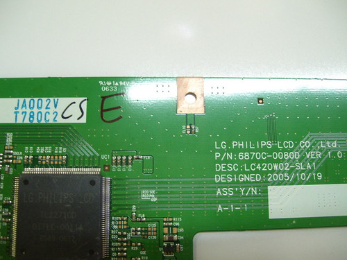 TV LCD 42" ,VIZIO, GV42LHDTV, T-CON BOARD, 6871L-0780C, 6870C-0080D
