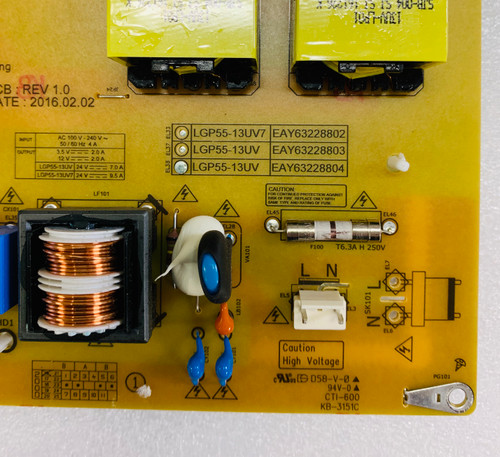LG 49VL5B-B Power Supply Board LGP55-13UV / EAY63228804 (Chipped Corner)