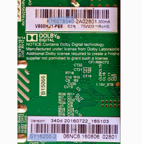 SY16200-2 Element ELEFW5016 Main Board TP.MS3393.PB801 / K16078540