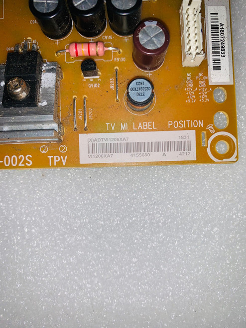 Vizio D32F-F1 Power Supply Board 715G7734-P01-002-002S / ADTVI1206XA7