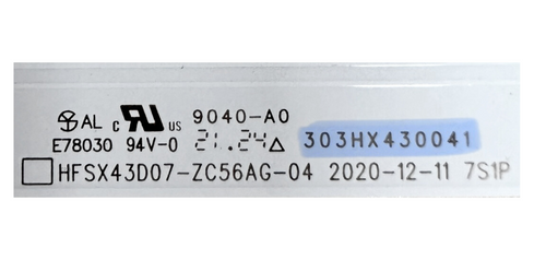 303HX430041 / HFSX43D07-ZC56AG-04 LED Backlight Strips for Vizio D43F-J04