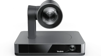 Yealink video conferencing camera viewed from the front.