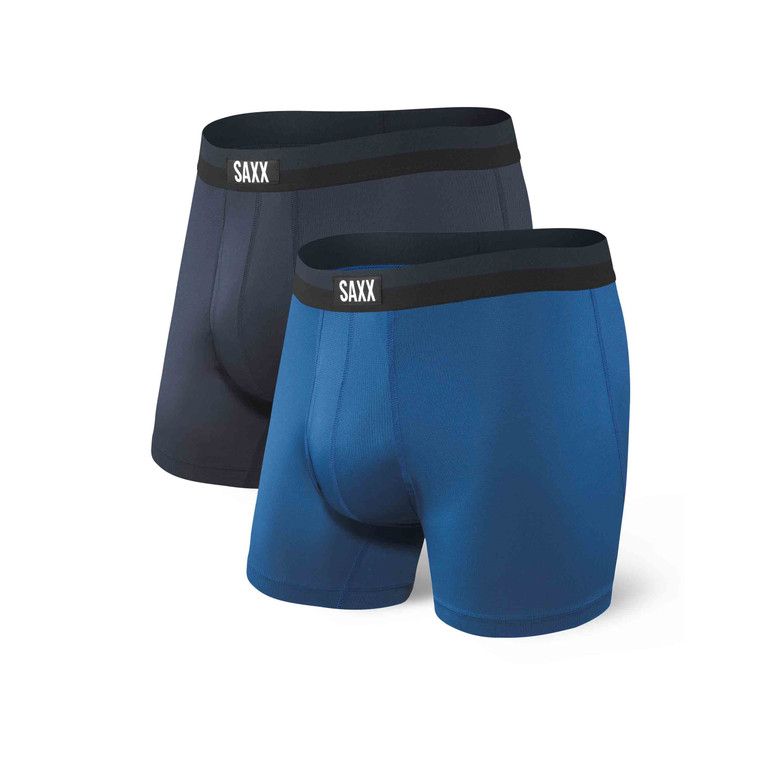 SAXX Sport Mesh Boxer Brief Fly 2 Pack Multi Set Navy City Blue