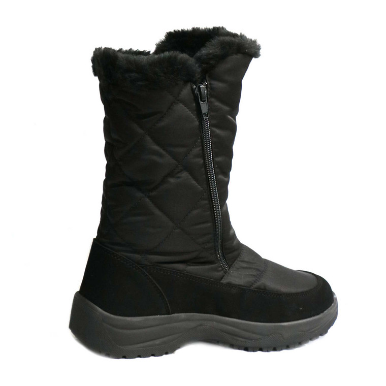 Mammal Womens Winter Ice Grip 2x Zip Mid Calf Boots Seren OC Sole Black ...