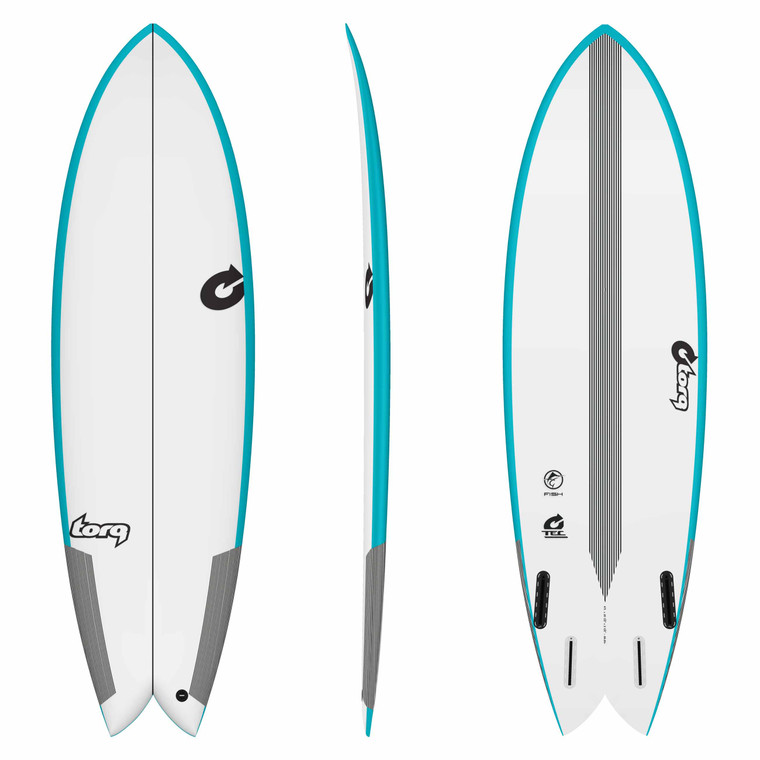 Torq Tec 6’0” Fish Performance Fun Surfboard 36.2Ltr Surf Board Blue White