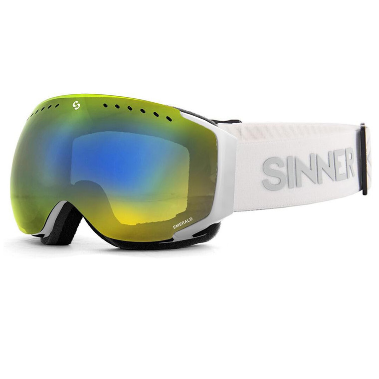Sinner Emerald Ski Snowboard Goggles Matte White Frame Gold Mirror