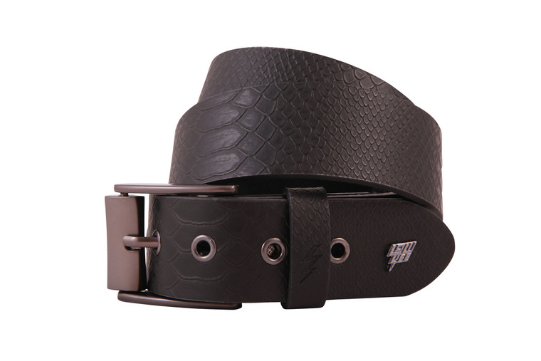 Lowlife Adder Black Leather Snakeskin Belt LL810