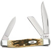 Case Knives 00079 Medium Stockman Peach Seed Jig Amber Bone CV Medium Stockman with Pen Blade