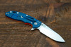 Hinderer XM-18 3.5″ S45VN-Slicer-Stonewash Blade-Battle Blue Lockside-Orange G10