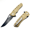 HEIBEL KNIVES THE BLACKHAWK LINER-LOCK MANUAL FLIPPER BLACK PVD STONEWASHED BLADE, DESERT TAN G10