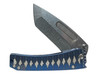 MEDFORD SLIM MIDI S45VN TUM DRAGON TANTO BLADE, BLUE W/WHITE TSUMAMI MAKI WRAP HANDLES, STD HW, BRSH-SILVER CLIP, STD BREAKER
