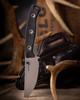 MICROTECH 95-10BK-1 AKRIS G-10 BLACK DARK CHOCOLATE LEATHER SHEATH STONEWASH STANDARD