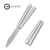 CIVIVI Dracolisk Butterfly Knife Trainer Silver Aluminum Handle (4.57" Stonewashed 9Cr18MoV Dull Blade, Satin Flat) C25028-4