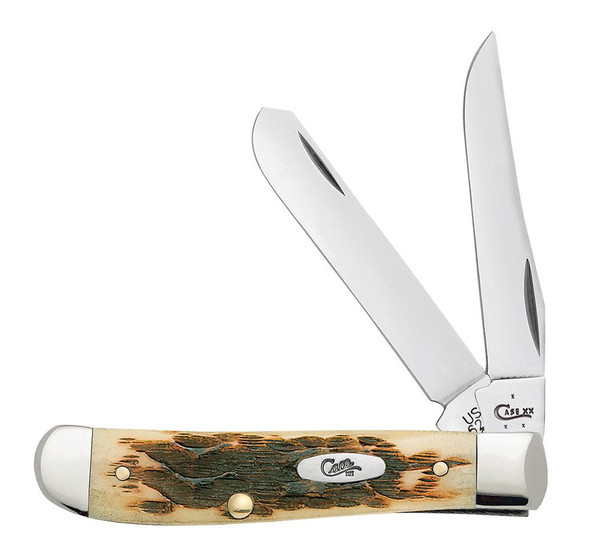 Case Knives 00013 Mini Trapper Peach Seed Jig Amber Bone Mini Trapper