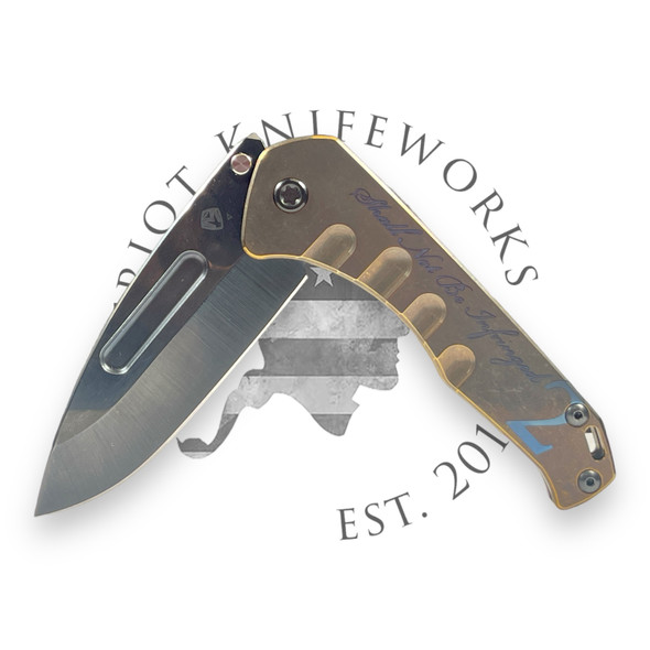 Medford Prae Slim Flipper S45VN PVD DP Blade, Bronze 2nd Amendment Handles, PVD HW/Clip