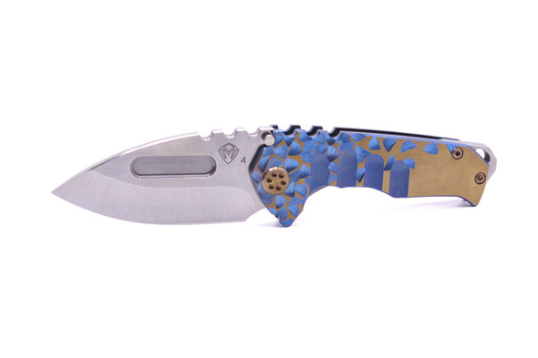 Medford Genesis T S45VN Tumbled DP Blade, Blue Falling Leaf w/ Faced Bronze Flats Handles, Bronze HW, Brsh/Brz Clip, NP3 Breaker