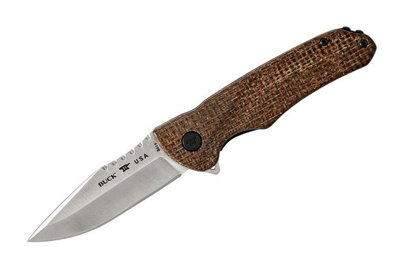 Buck 841 Sprint Pro Flipper Knife, Brown Burlap Micarta Handles - 0841BRS1