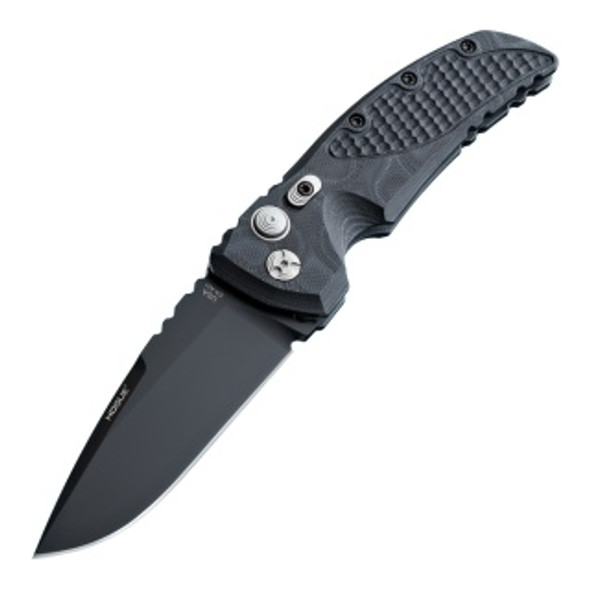 HOGUE 34139 EX-A01 AUTOMATIC FOLDER: 3.5" DROP POINT BLADE - BLACK CERAKOTE FINISH, G-MASCUS BLACK G10 FRAME