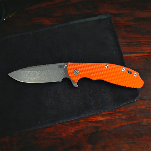 HINDERER XM-24 4.0" S45VN SPEARPOINT TRI-WAY BATTLE BLUE ORANGE G10