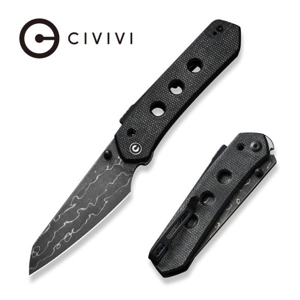 CIVIVI Vision FG Thumb Stud & Superlock Knife Micarta Handle (3.54" Damascus Blade) C22036-DS2