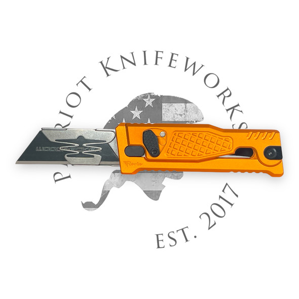 REATE KNVIES EXO-U ALUMINUM HANDLE DIAMOND PATTERN/ORANGE FINISH STAINLESS STEEL BLADE