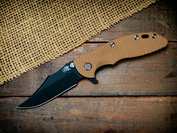 HINDERER XM-18 3.5" MAGNACUT BOWIE TRI-WAY BATTLE BLACK COYOTE G10 HINDERER XM-18 3.5" MAGNACUT BOWIE TRI-WAY BATTLE BLACK COYOTE G10