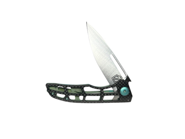 JOHN GRAY SLITTER V2 CARBON FIBER / GREEN TITANIUM FRAME LOCK FOLDER