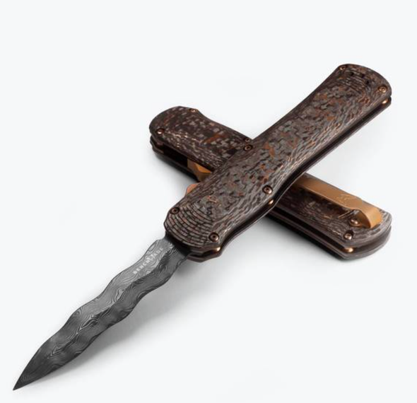 BENCHMADE 3401BK-2501 LIMITED EDITION Benchmade Autocrat 3401BK-2501 Black Class Limited Edition – Vinland Damasteel Kris Blade – Snakeskin Copper FatCarbon