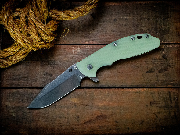 HINDERER KNIVES XM-24 4.0" S45VN HARPOON SPANTO TRI-WAY WORKING FINISH STONEWASH BLADE TRANSLUCENT GREEN G10