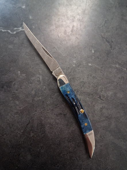 CASE 10837 Case Small Texas Toothpick 10837 - Mediterranean Blue Damascus - 610096 DAM - Discontinued