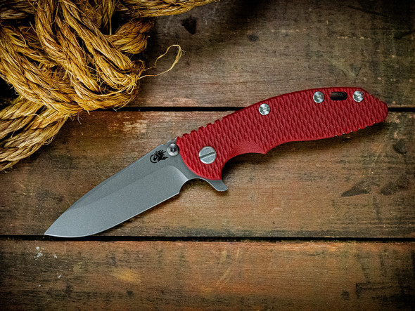 HINDERER KNIVES XM-18 3.25" S45VN SPEARPOINT TRI-WAY WORKING FINISH STONEWASH BLADE BATTLE BLUE RED G10