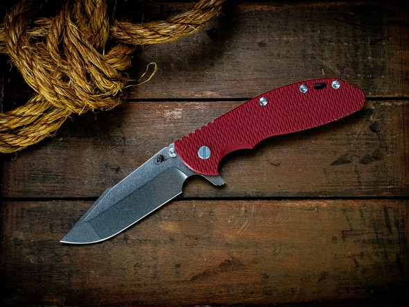 HINDERER KNIVES XM-24 4.0" S45VN HARPOON SPANTO TRI-WAY WORKING FINISH RED G10
