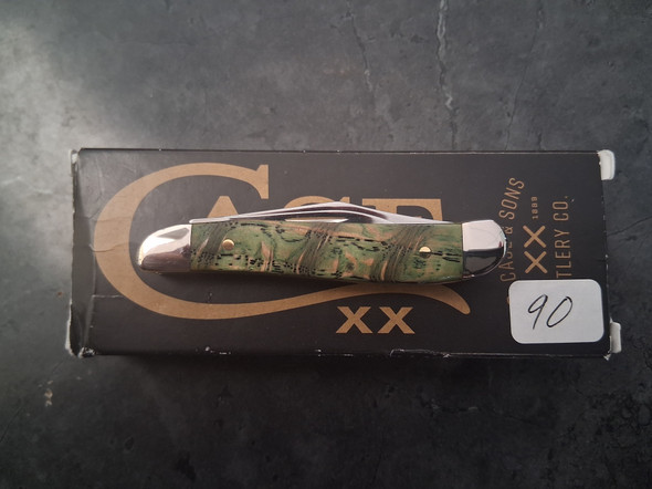 CASE XX KELLY GREEN CURLY OAK SMOOTH PEANUT