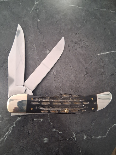 CASE XX 65030 BUFFALO HORN JIG LARGE FOLDING HUNTER BH265 SS W/SHEATH