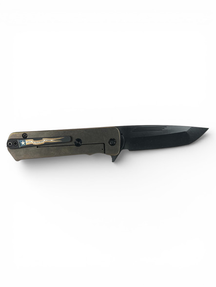 MEDFORD TFF-4 S35VN DLC TANTO BLADE, BRONZE/BLACK W/BRZ PREDATOR INLAY HANDLES, BLACK HW/DLC CLIP, BLACK BREAKER