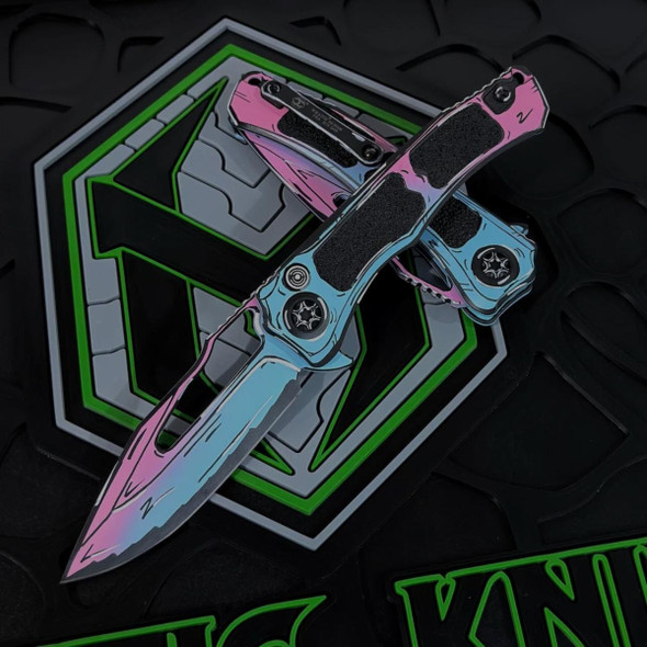 HERETIC KNIVES WRAITH V.4 MANUAL CLIP POINT COTTON CANDY CEL SHADING