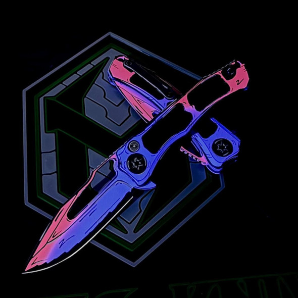 HERETIC KNIVES WRAITH V.4 MANUAL CLIP POINT COTTON CANDY CEL SHADING