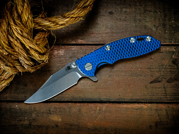 HINDERER KNIVES XM-18 3.0" 20CV BOWIE TRI-WAY STONEWASH BLUE BLACK G10