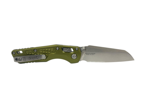 MICROTECH 210M-11FROD MSI MINI S/E STONEWASH PARTIAL SERRATED FRAG ALUMINUM OD GREEN