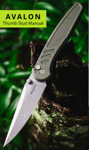 PRO-TECH PN1101-GREEN AVALON PEACE NEIGHBOR DESIGN KNURLED GREEN ALUMINUM HANDLE, STONEWASH MAGNACUT BLADE WITH DOUBLE THUMB STUDS. BLASTED CLIP
