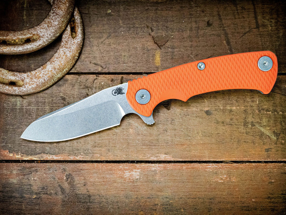 HINDERER KNIVES PROJECT X MAGNACUT SHEEPSFOOT TRI-WAY WORKING FINISH STONEWASH BLADE ORANGE G10