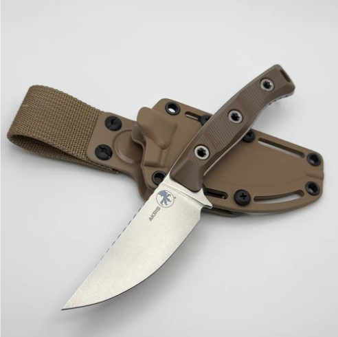 MICROTECH 95-10DE-6 AKRIS G-10 DARK EARTH TAN KYDEX SHEATH W/BELT LOOP STONEWASH STANDARD