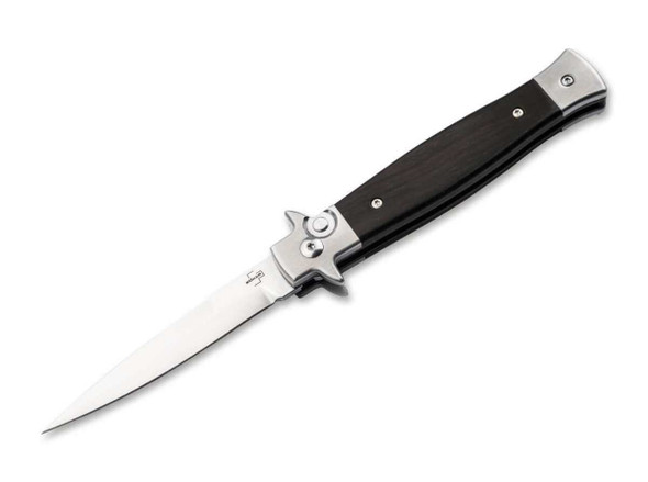 BOKER PLUS 06EX750 STILETTO 3.5" FALSE EDGE EBONY BROWN