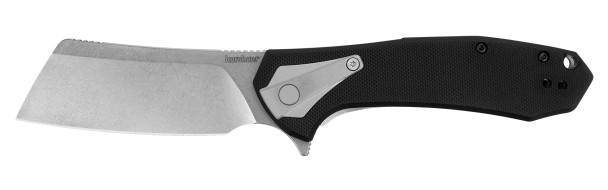 Kershaw 3455 Bracket Assisted Flipper Knife 3.4" Stonewashed Cleaver Blade, Black G10 and Stainless Steel Handles