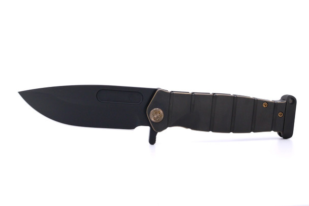 Medford USMC FF S45VN PVD Blade, PVD Handles w/Bronze Pin, Bronze HW, Brsh/Brz Clip, PVD Pommel