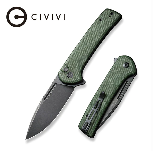 CIVIVI Conspirator Flipper & Button Lock Knife Micarta Handle (3.48" Nitro-V Blade) C21006-2